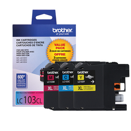 Brother LC1033PKS 3-Pack of Innobella  Colour Ink Cartridges (1 each of Cyan, Magenta, Yellow), High Yield (XL Series)